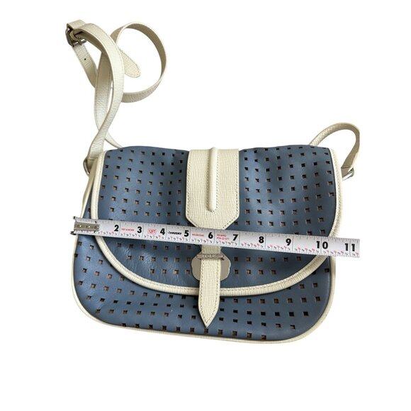 TOUS Blue White Perforated Leather Crossbody Bag w/ Dustbag - Picture 5 of 15